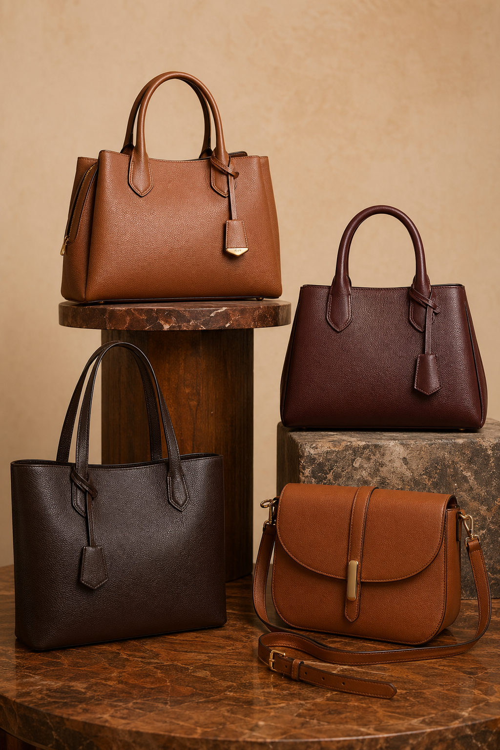 Premium leather handbags and totes